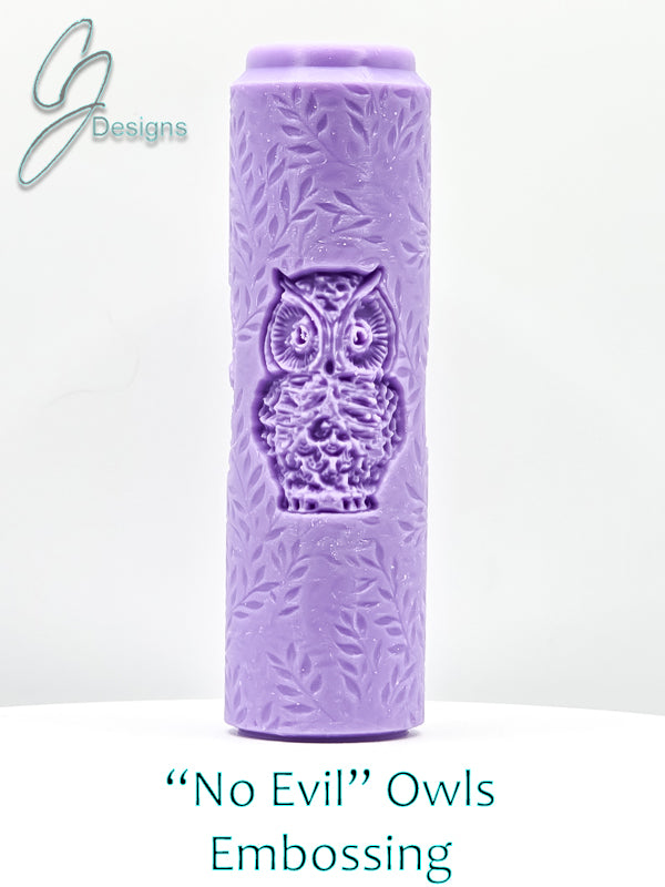 "No Evil" Owls Intricate Detail Texture Roller