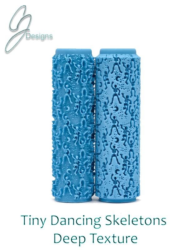 Tiny Dancing Skeletons Deep Impression Texture Roller