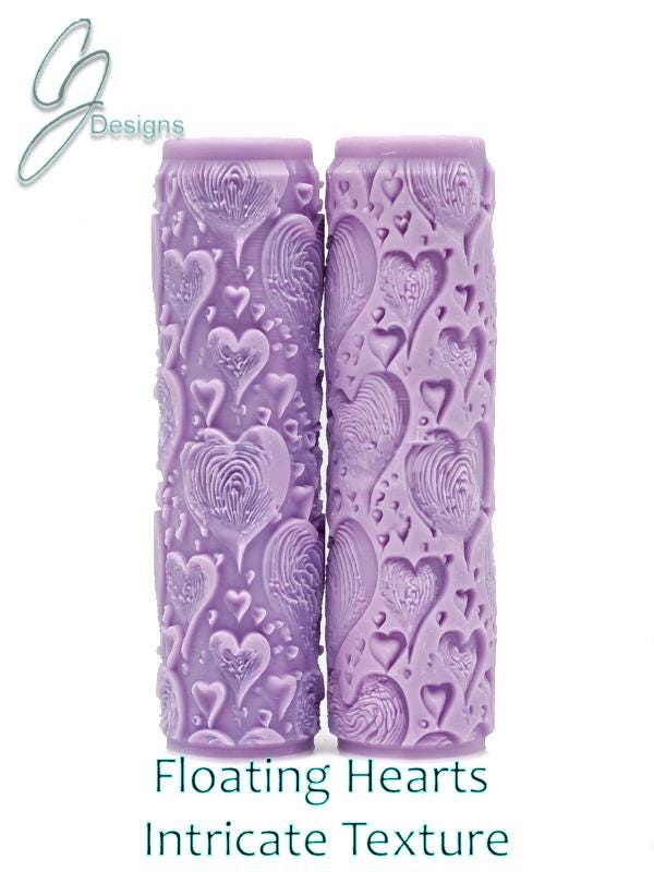 Floating Hearts Intricate Detail Texture Roller