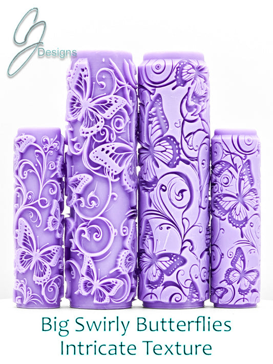 Big Swirling Butterflies Intricate Detail Texture Roller
