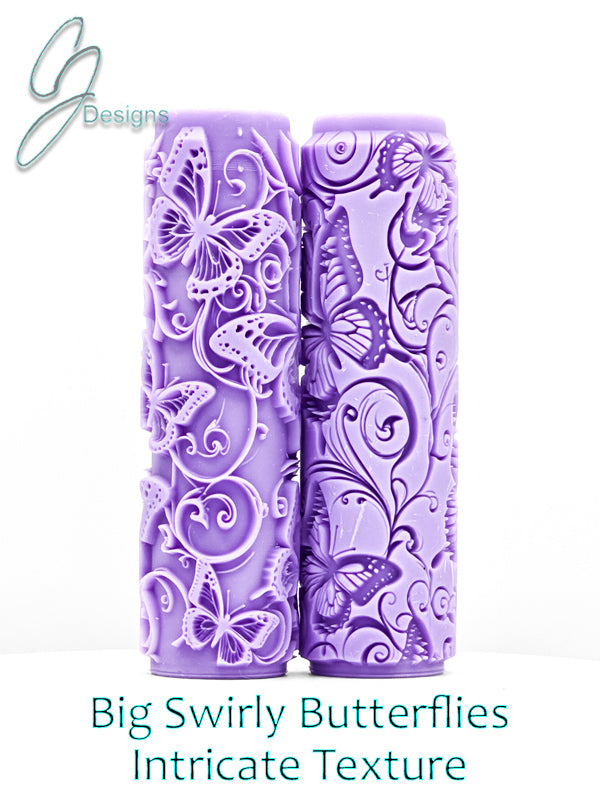 Big Swirling Butterflies Intricate Detail Texture Roller