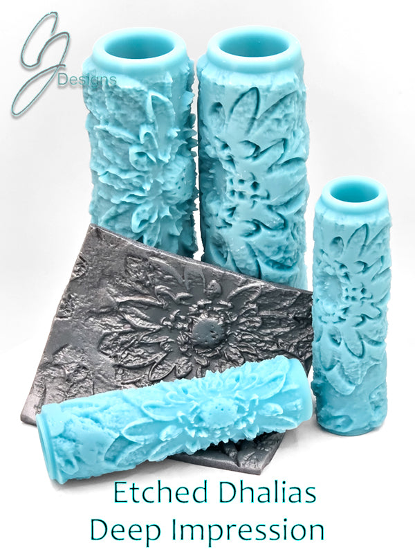 Etched Dahlias Deep Impression Texture Rollers