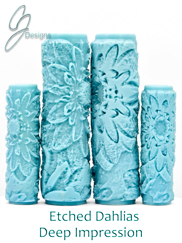 Etched Dahlias Deep Impression Texture Rollers