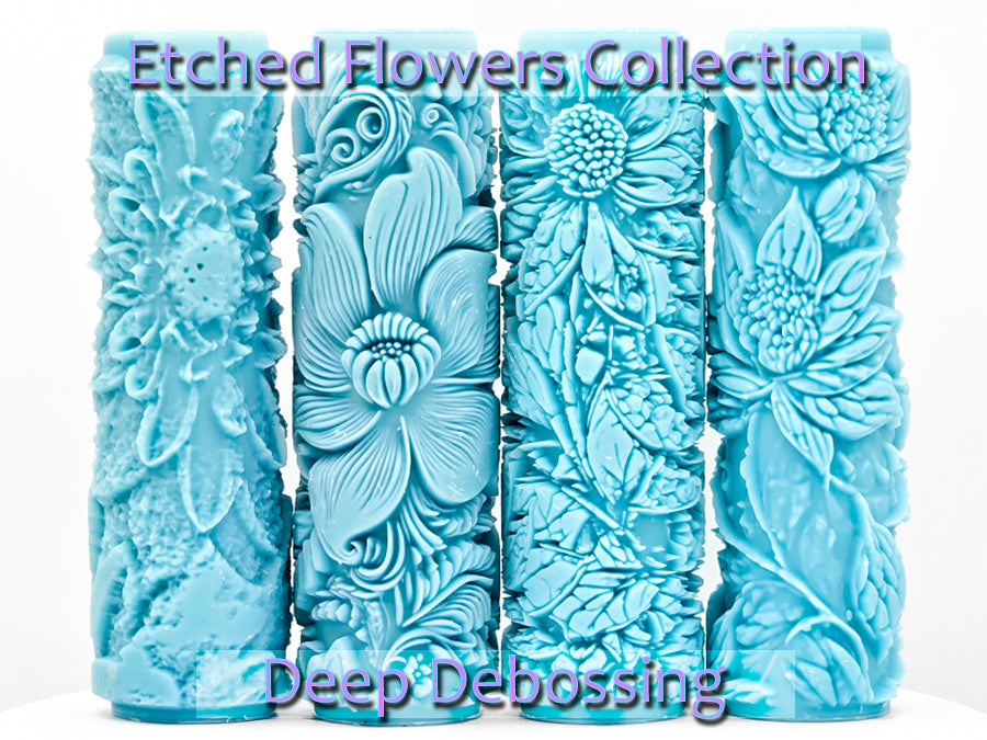 Etched Flowers Collection Deep Impression Texture Rollers