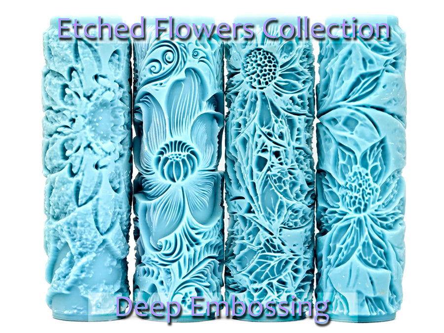 Etched Flowers Collection Deep Impression Texture Rollers