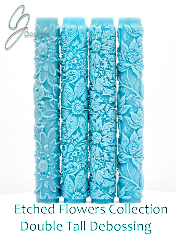 Etched Flowers Collection Deep Impression Texture Rollers