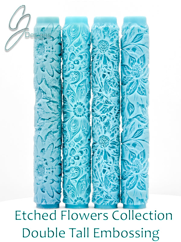 Etched Flowers Collection Deep Impression Texture Rollers