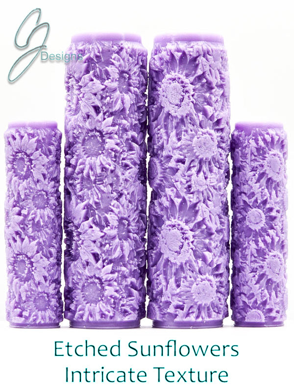 Etched Sunflowers  Intricate Detail Texture Roller
