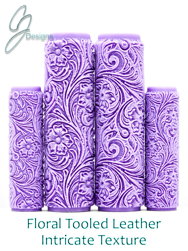 Floral Tooled Leather Intricate Detail Texture Roller