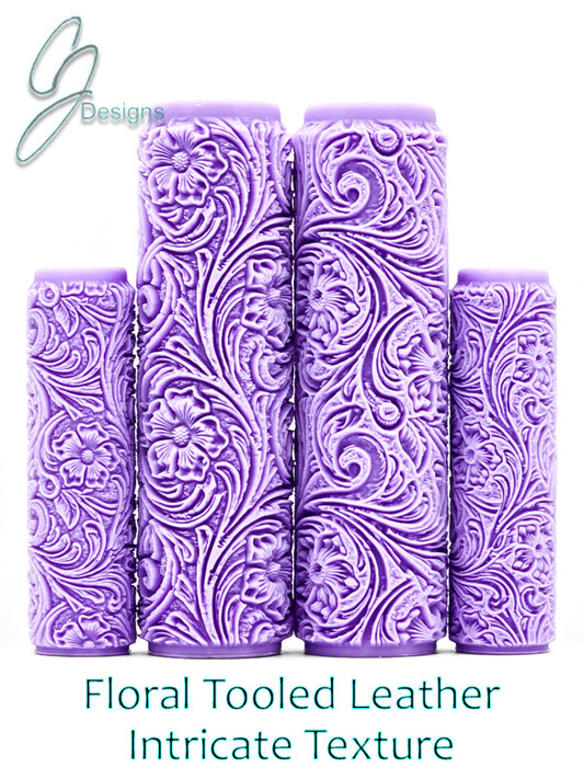 Floral Tooled Leather Intricate Detail Texture Roller