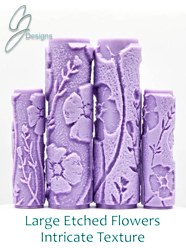 Large Etched Flowers Intricate Detail Texture Roller