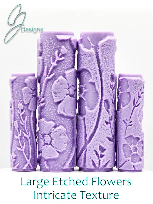 Large Etched Flowers Intricate Detail Texture Roller