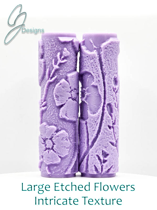 Large Etched Flowers Intricate Detail Texture Roller