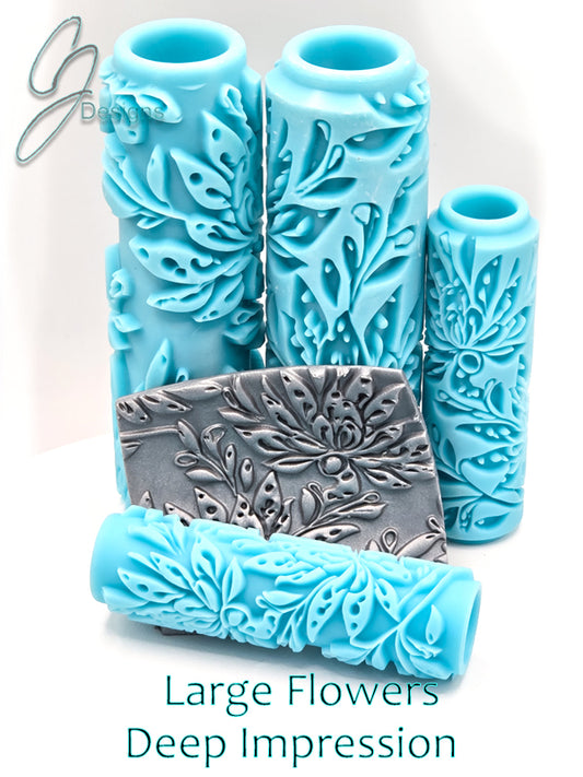 Large Flowers Deep Impression Texture Rollers