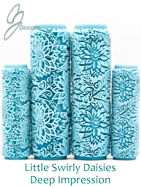 Little Swirly Daisies Deep Impression Texture Rollers