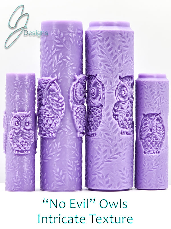 "No Evil" Owls Intricate Detail Texture Roller