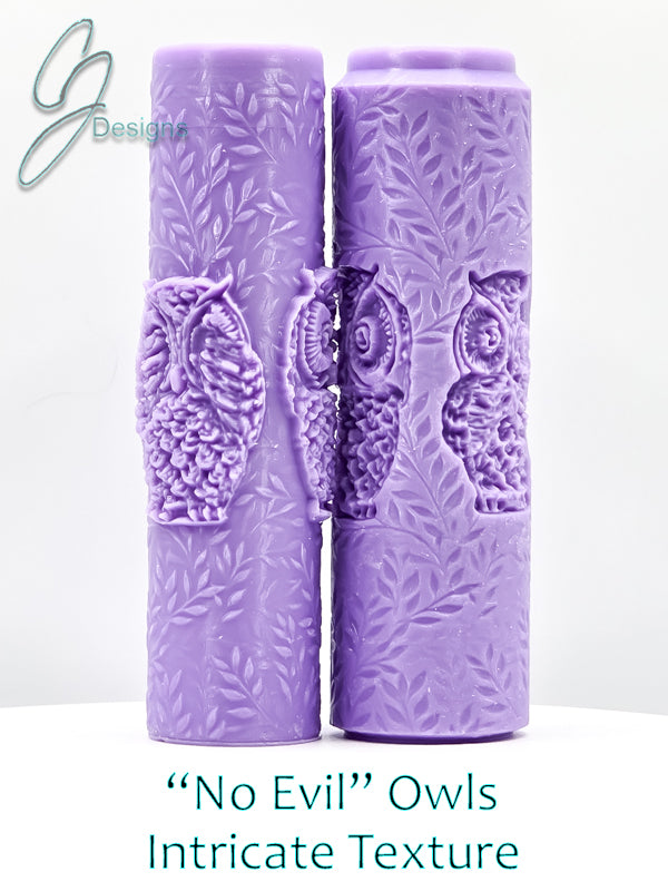 "No Evil" Owls Intricate Detail Texture Roller