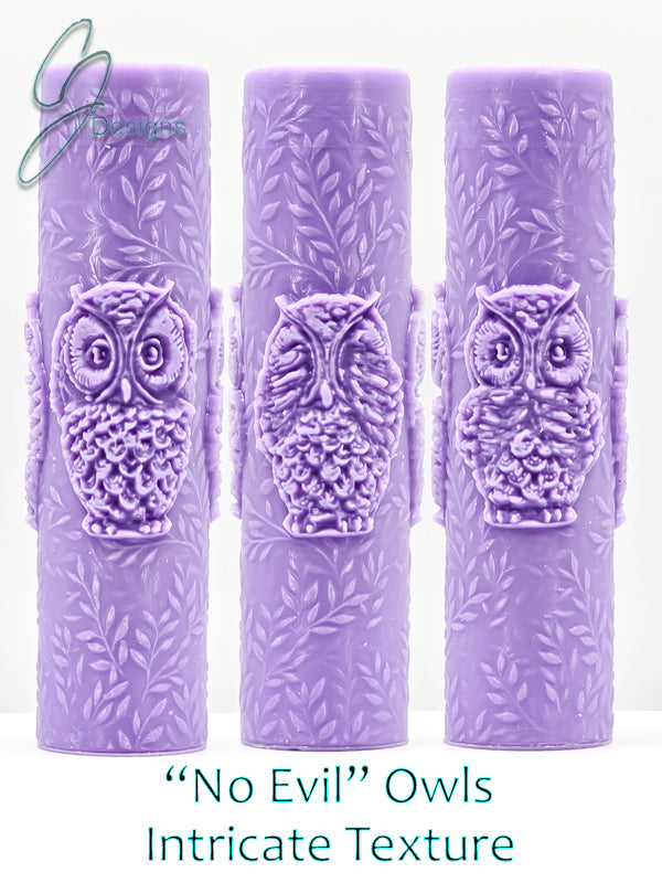 "No Evil" Owls Intricate Detail Texture Roller