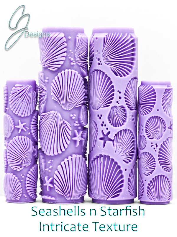 Seashells n Starfish Intricate Detail Texture Roller