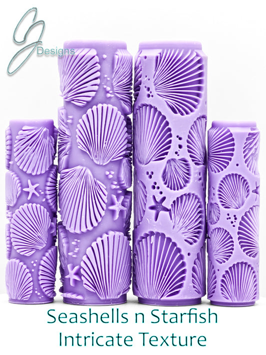 Seashells n Starfish Intricate Detail Texture Roller