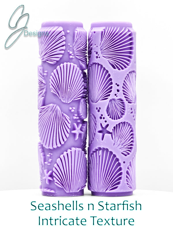 Seashells n Starfish Intricate Detail Texture Roller