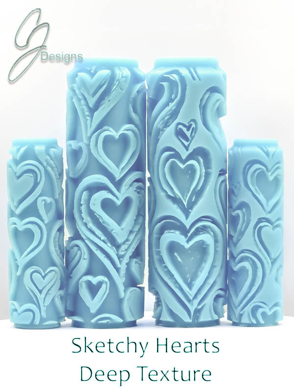 Sketchy Hearts Deep Impression Texture Rollers