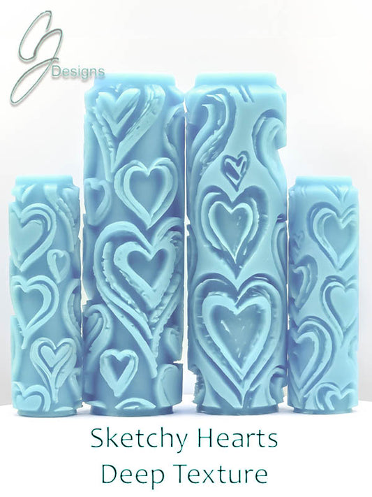 Sketchy Hearts Deep Impression Texture Rollers