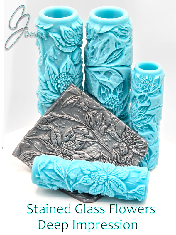 Stained Glass Flowers Deep Impression Texture Rollers