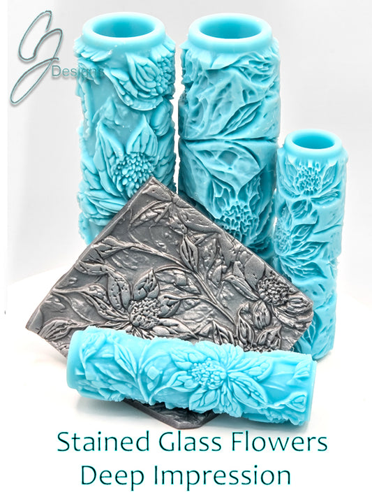 Stained Glass Flowers Deep Impression Texture Rollers