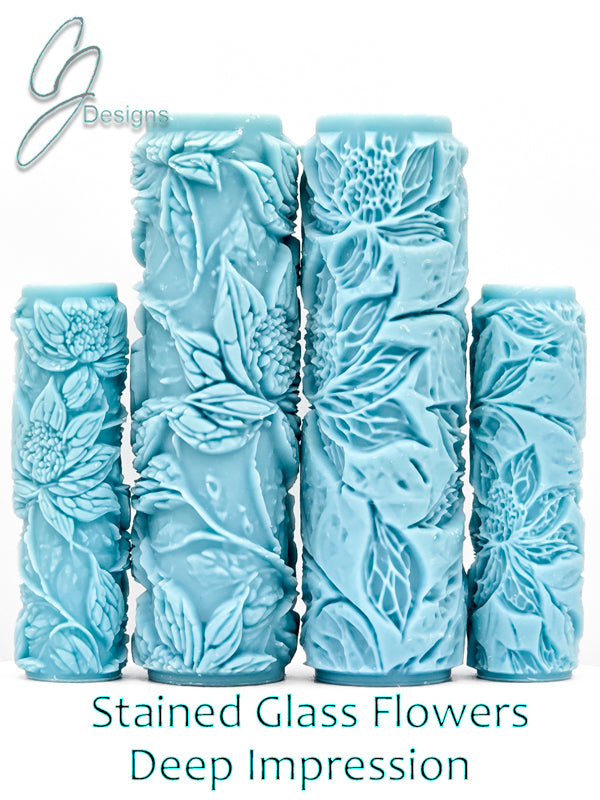 Stained Glass Flowers Deep Impression Texture Rollers