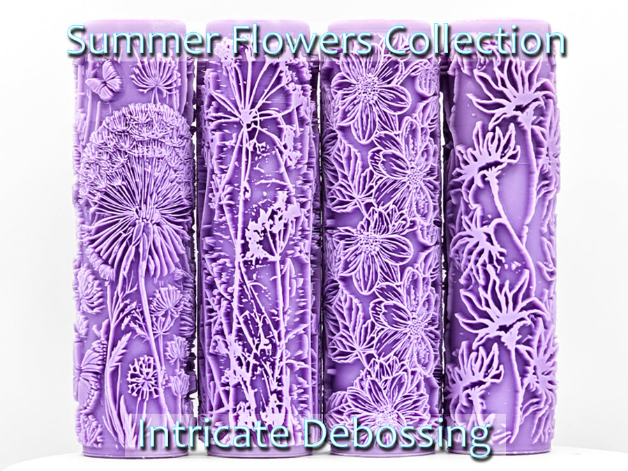 Summer Flowers Collection Intricate Detail Texture Rollers