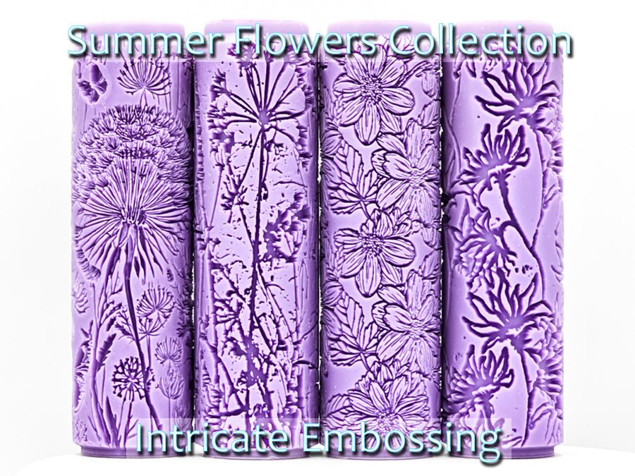 Summer Flowers Collection Intricate Detail Texture Rollers