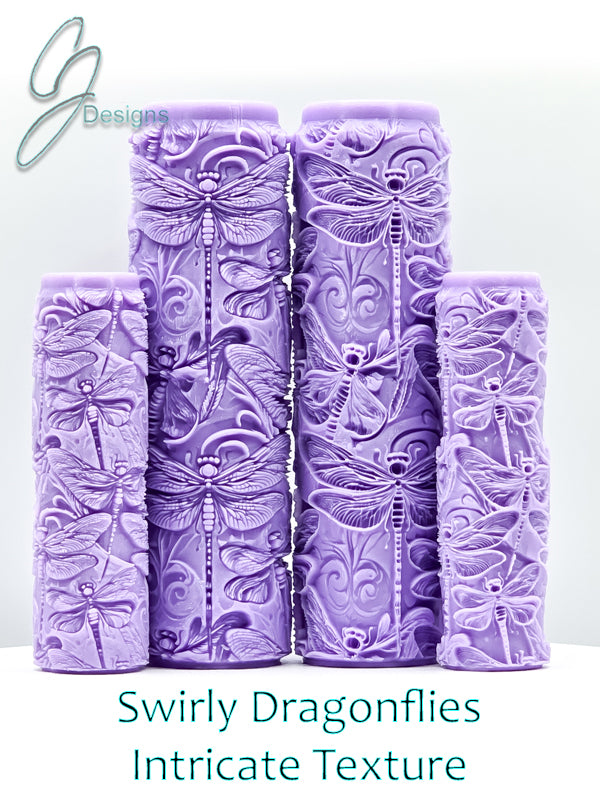 Swirly Dragonflies Intricate Detail Texture Roller