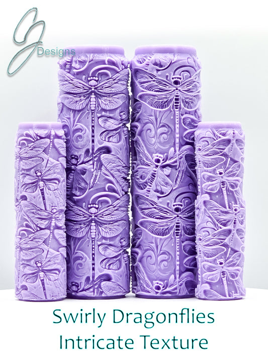 Swirly Dragonflies Intricate Detail Texture Roller