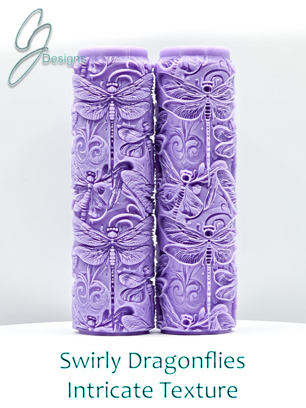 Swirly Dragonflies Intricate Detail Texture Roller