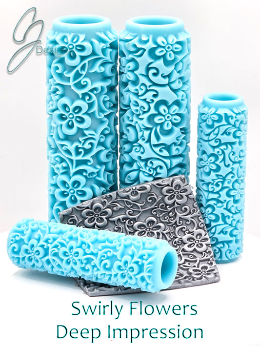 Swirly Flowers Flowers Deep Impression Texture Rollers