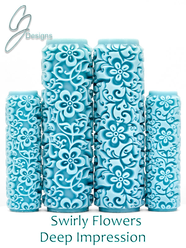 Swirly Flowers Flowers Deep Impression Texture Rollers