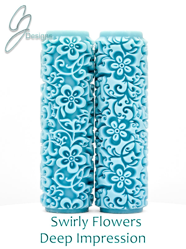 Swirly Flowers Flowers Deep Impression Texture Rollers