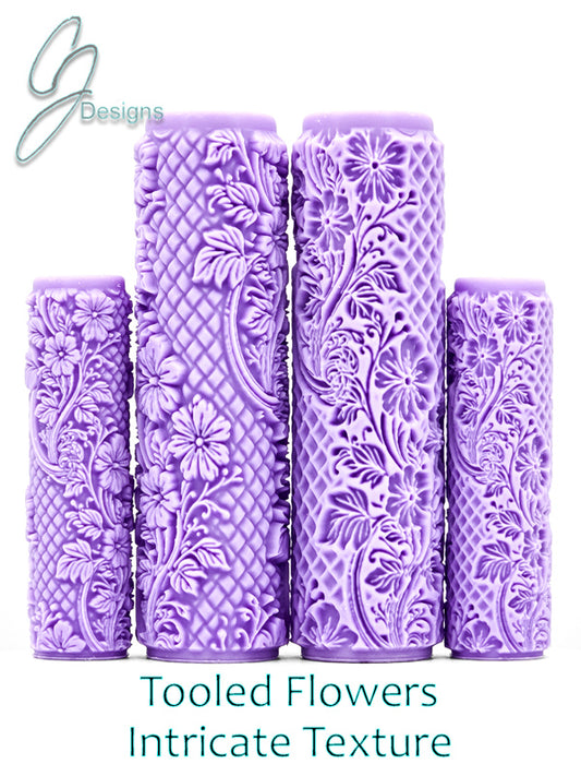 Tooled Flowers Intricate Detail Texture Roller