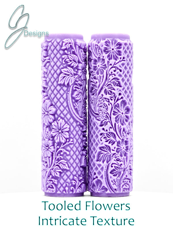Tooled Flowers Intricate Detail Texture Roller