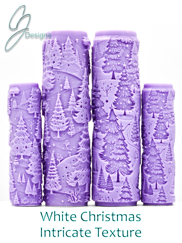 White Christmas Intricate Detail Texture Roller