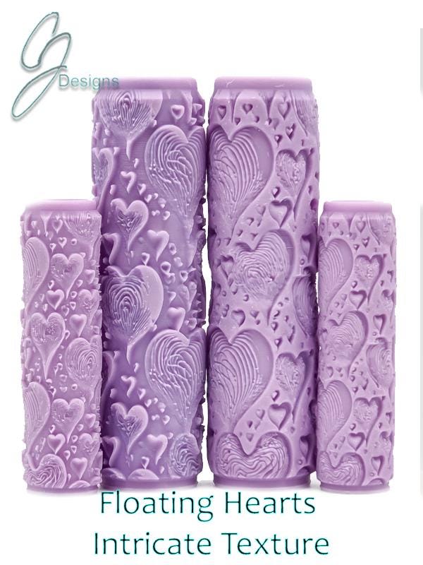 Floating Hearts Intricate Detail Texture Roller